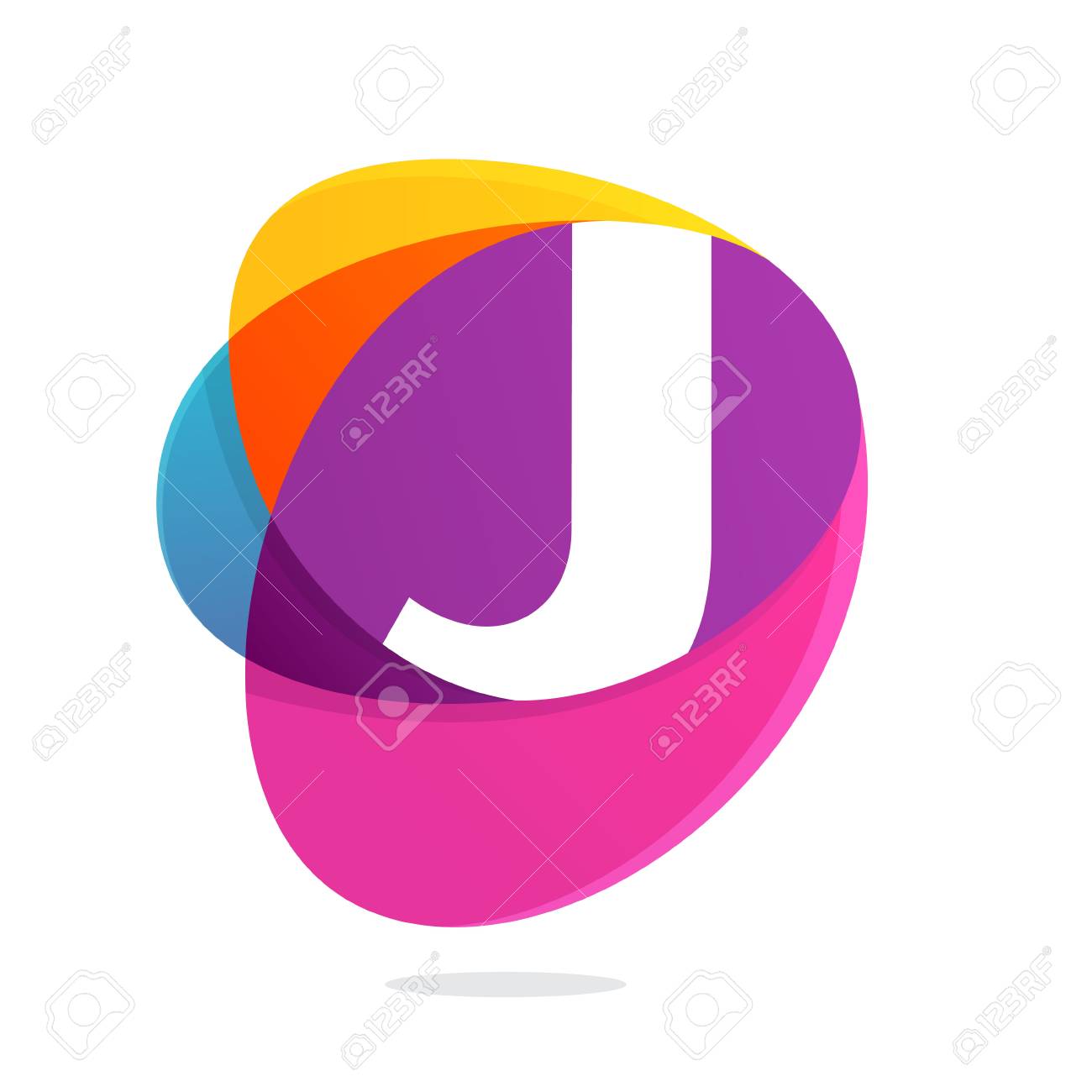 J letter with ellipses intersection logo. Abstract trendy multicolored vector design template elements for your application or corporate identity. - 95603899 J letter with ellipses intersection logo. Abstract trendy multicolored vector design template elements for your application or corporate identity. - 95603899