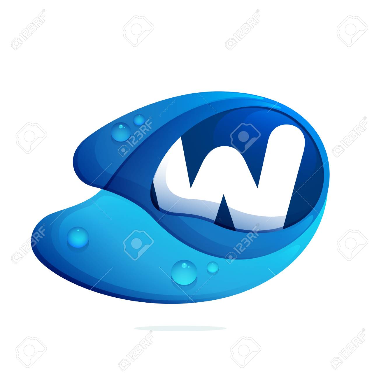 w letter with blue water drops letter vector design template water drops template