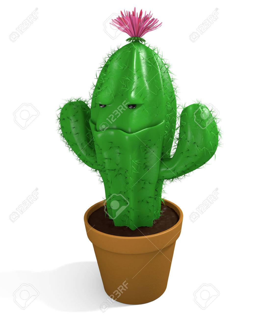 土鍋庭で成長しているかわいいサボテン男観葉植物 の写真素材 画像素材 Image