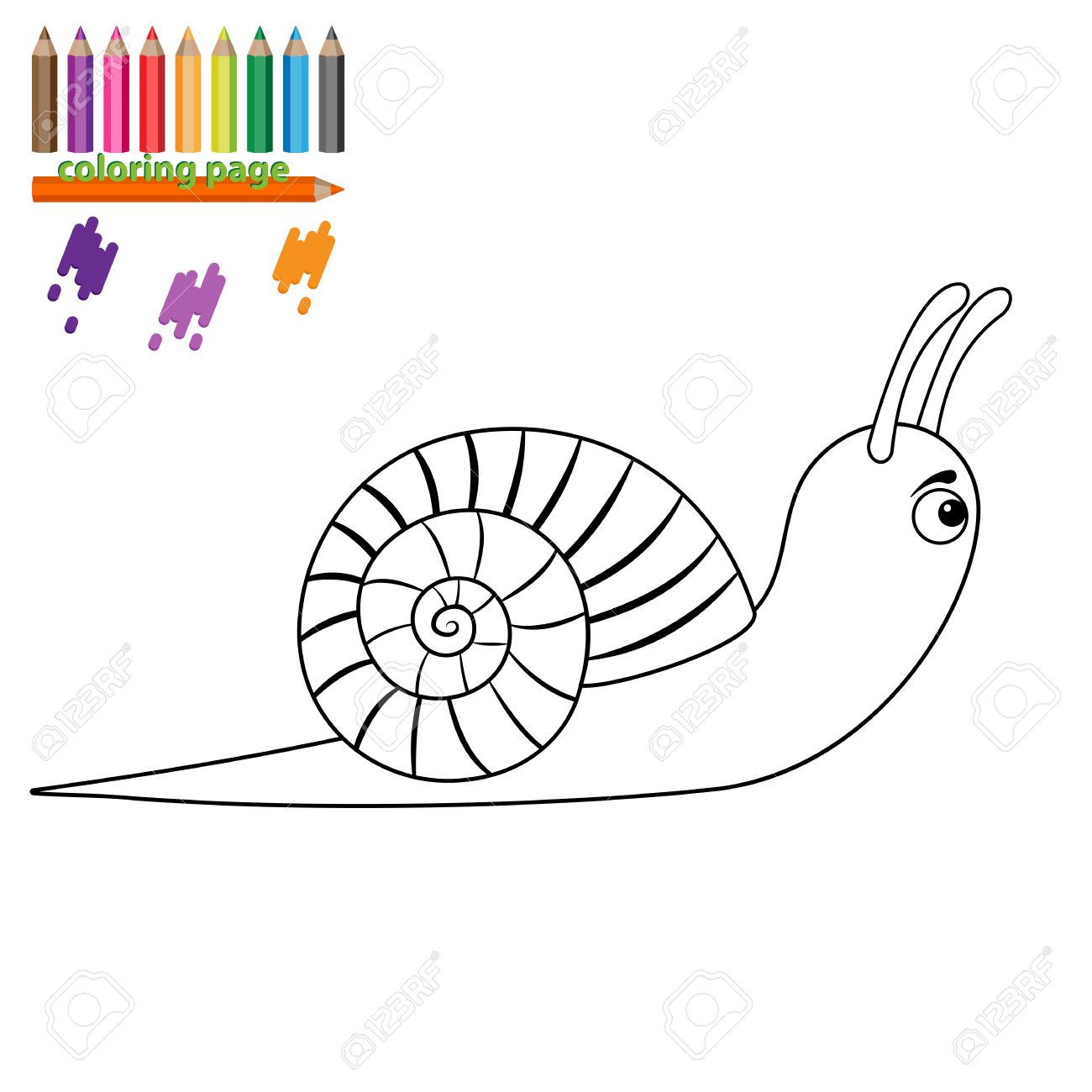 Malvorlage für Kinder. Schnecke. Cartoon-Stil Malvorlage für Kinder. Schnecke. Cartoon-Stil