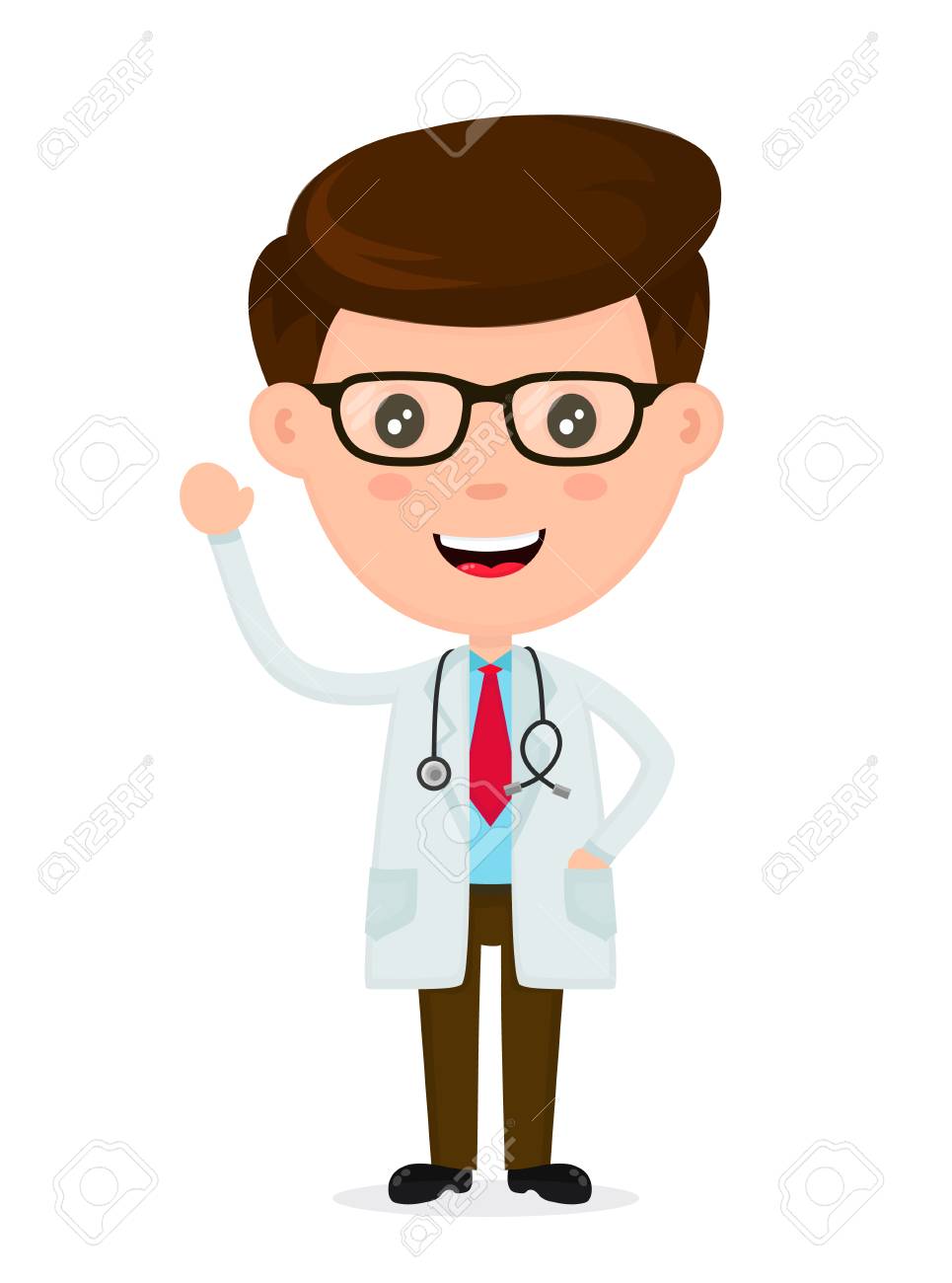 Medecin Souriant Drole Drole Soins De Sante Medical Concept De Medecin Clip Art Libres De Droits Vecteurs Et Illustration Image