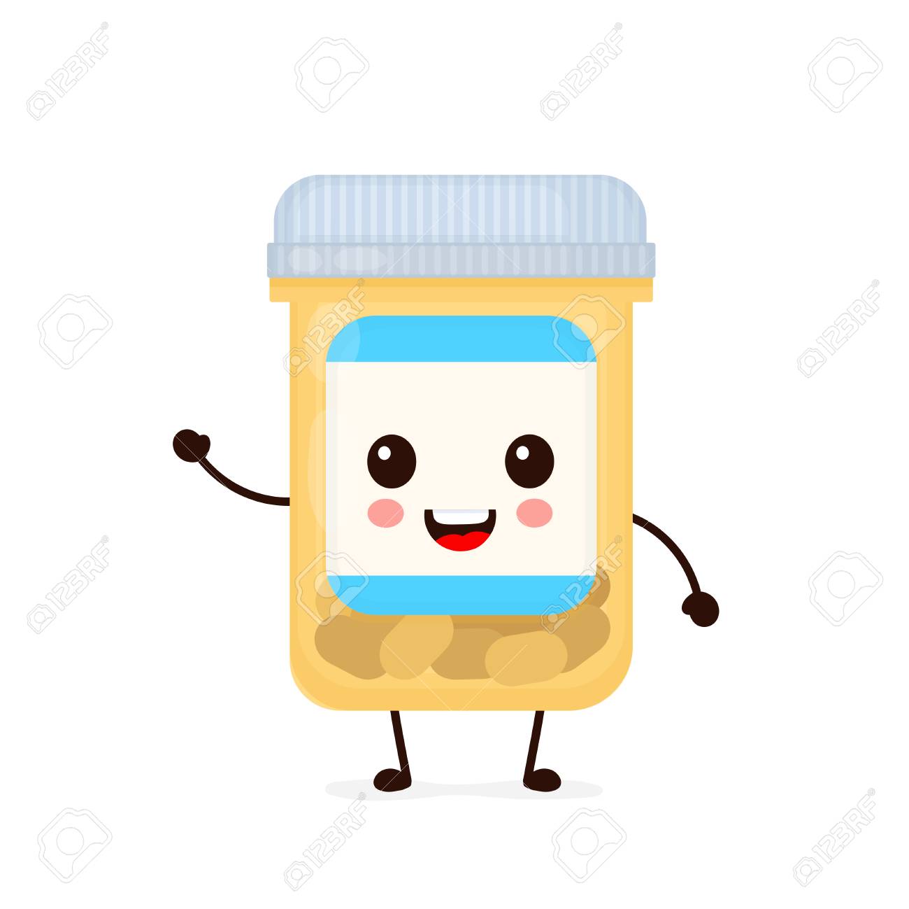 wallpapers Cute Pill Bottle Clipart cute happy smiling medicine pill capsule bottle vector flat