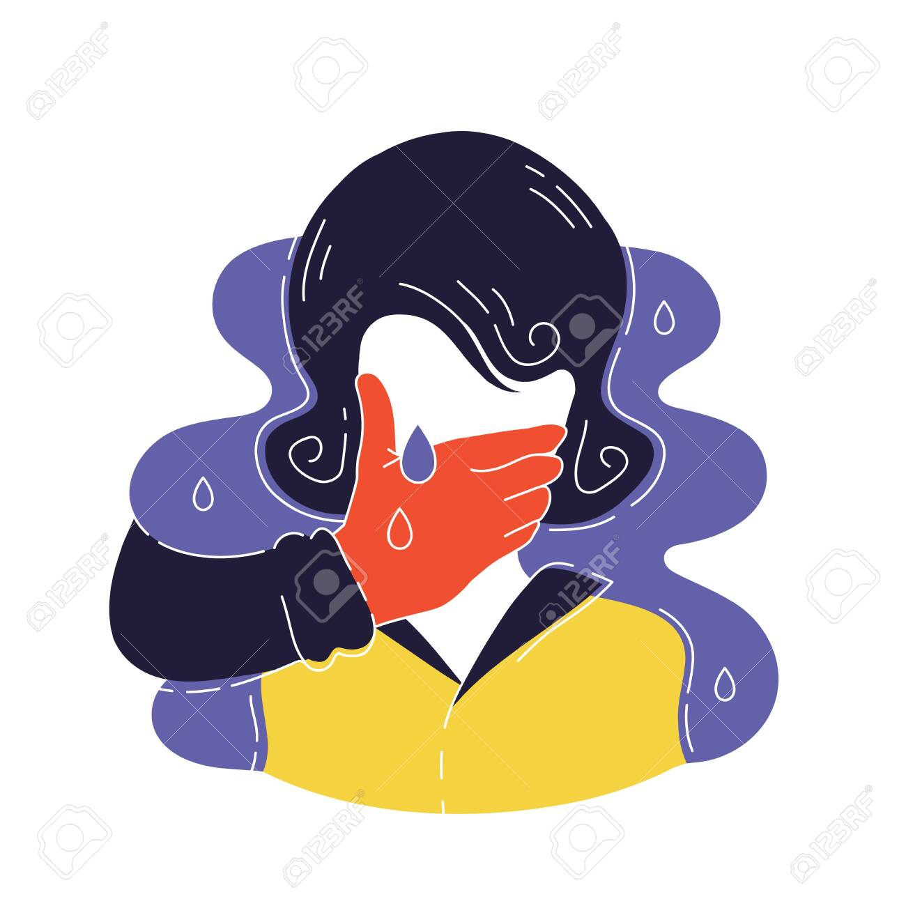 Silhouette Of Crying Woman With An Man S Hand Covering Her Mouth Vector Royalty Free Cliparts Vectors And Stock Illustration Image 127404870