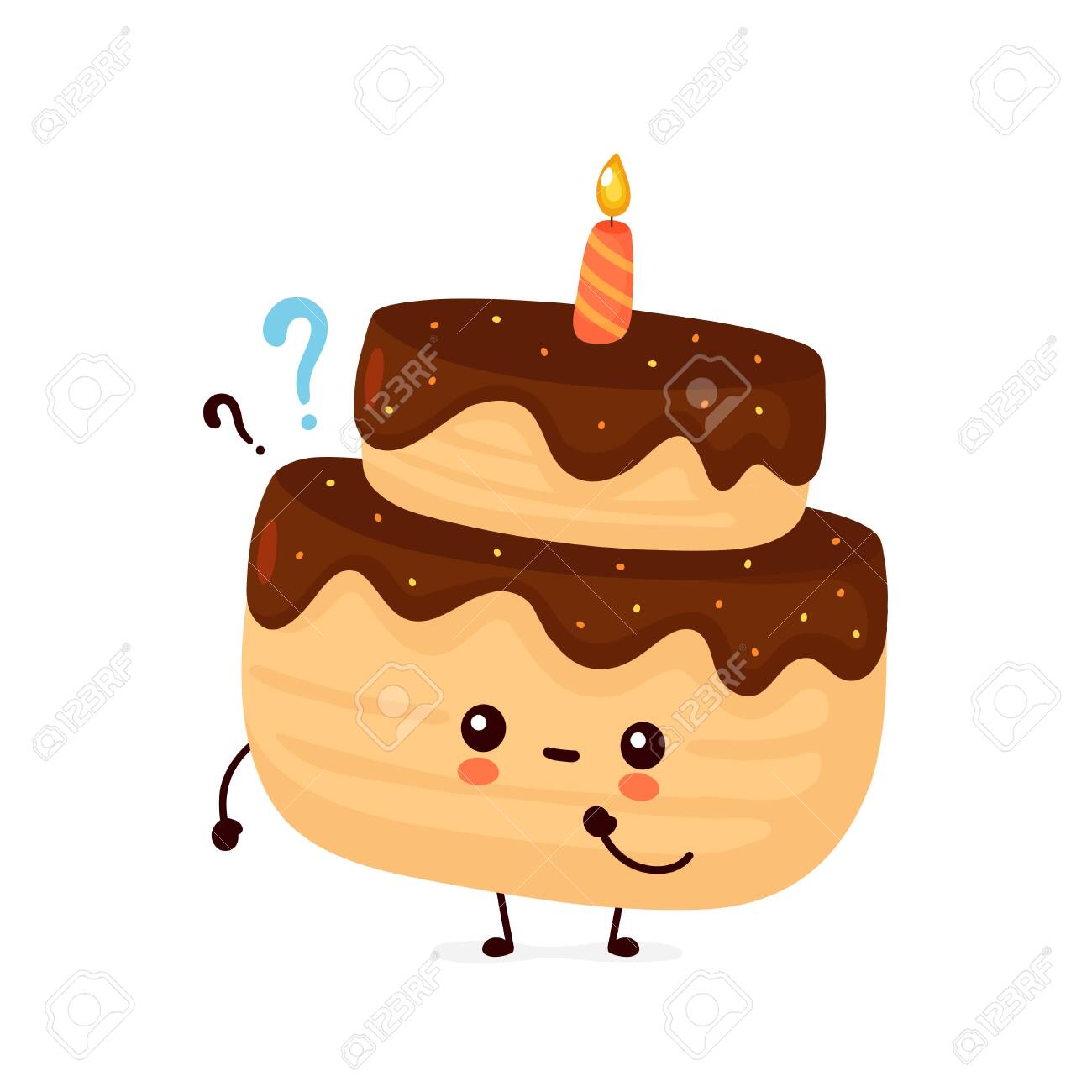 Cute Happy Layered Birthday Party Cake With One Candle And ...