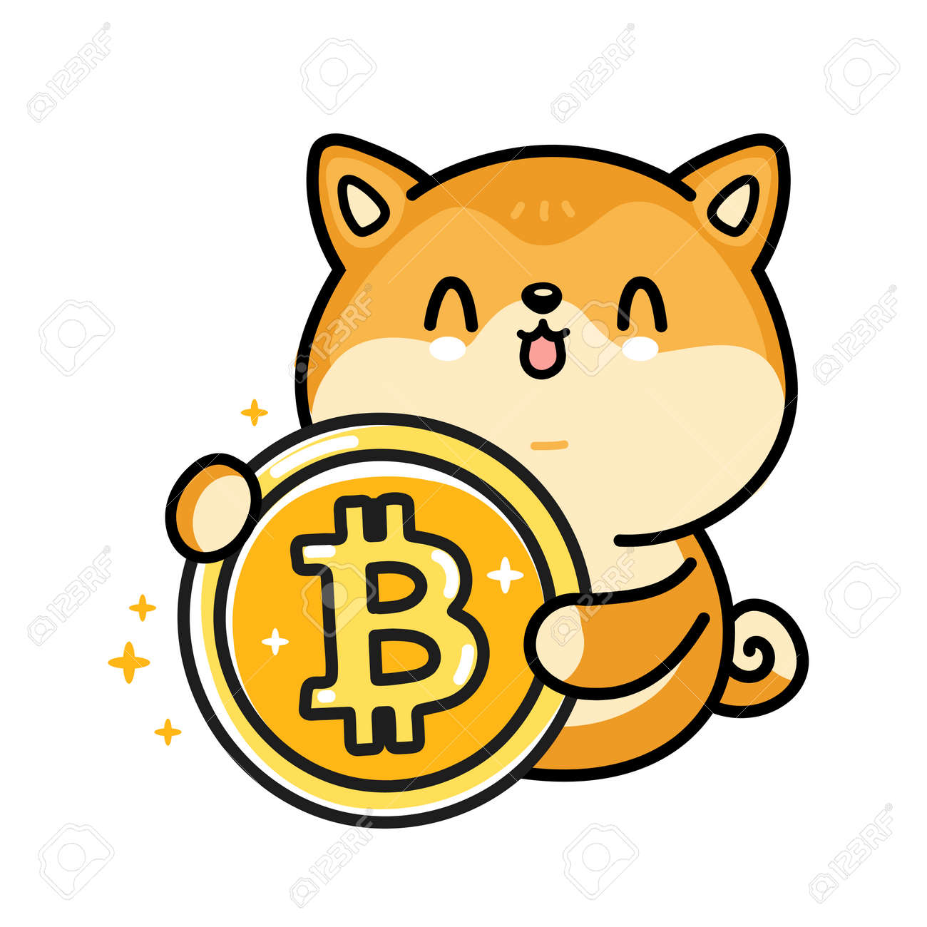 Netter Lustiger Akita Inu Hund Mit Bitcoin-münze. Vektor Handgezeichnete  Cartoon-Kawaii-Charakterillustration. Kryptowährung, Dogecoin, Bitcoin-Münzen-Cartoon-Charakter-Konzept  Lizenzfrei nutzbare SVG, Vektorgrafiken, Clip Arts, Illustrationen. Image  ...