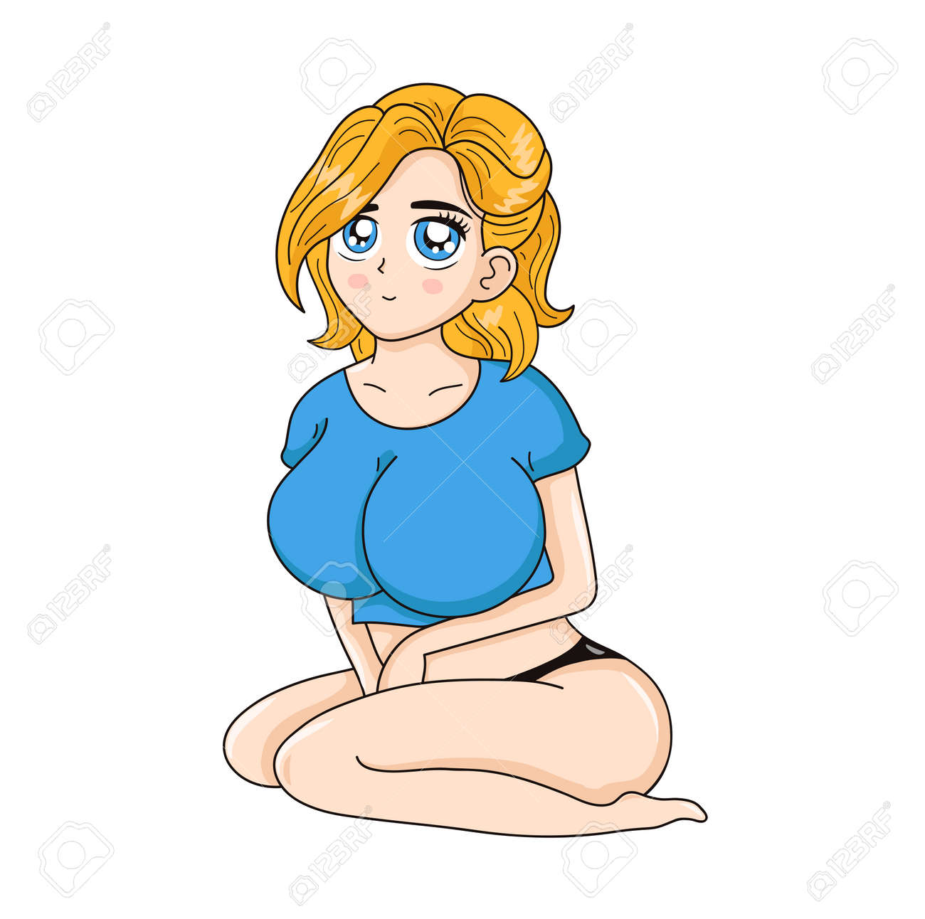 Schönheitslächelnmädchen Mit Großer Brust. Vektor Handgezeichnete Anime  Manga Cartoon Kawaii Charakter Logo Illustration. Mädchen, Frau, Sexy Anime-Lady-Charakter-T-Shirt,  Poster, Logo-Print-Konzept Lizenzfrei nutzbare SVG, Vektorgrafiken, Clip  Arts ...