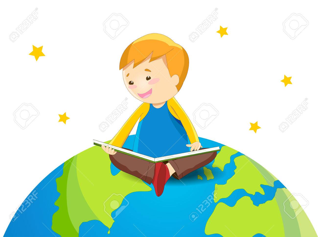 Boy Reading Book On The Earth Royalty Free Cliparts, Vectors, And Stock  Illustration. Image 42556793.