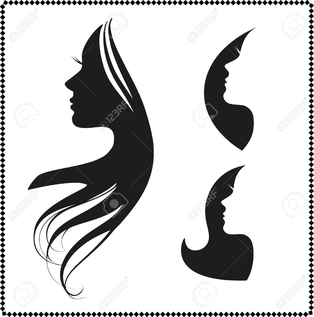 vector set of woman silhouette with hair styling - 32837850 vector set of woman silhouette with hair styling - 32837850