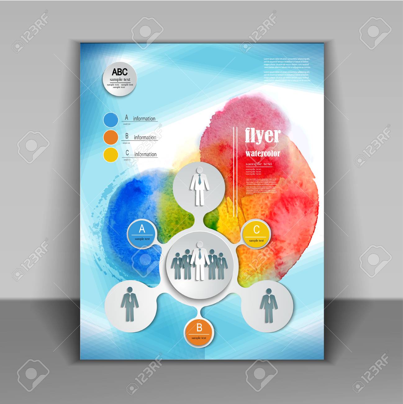 set of vector poster templates with watercolor paint splash watercolor flyers
