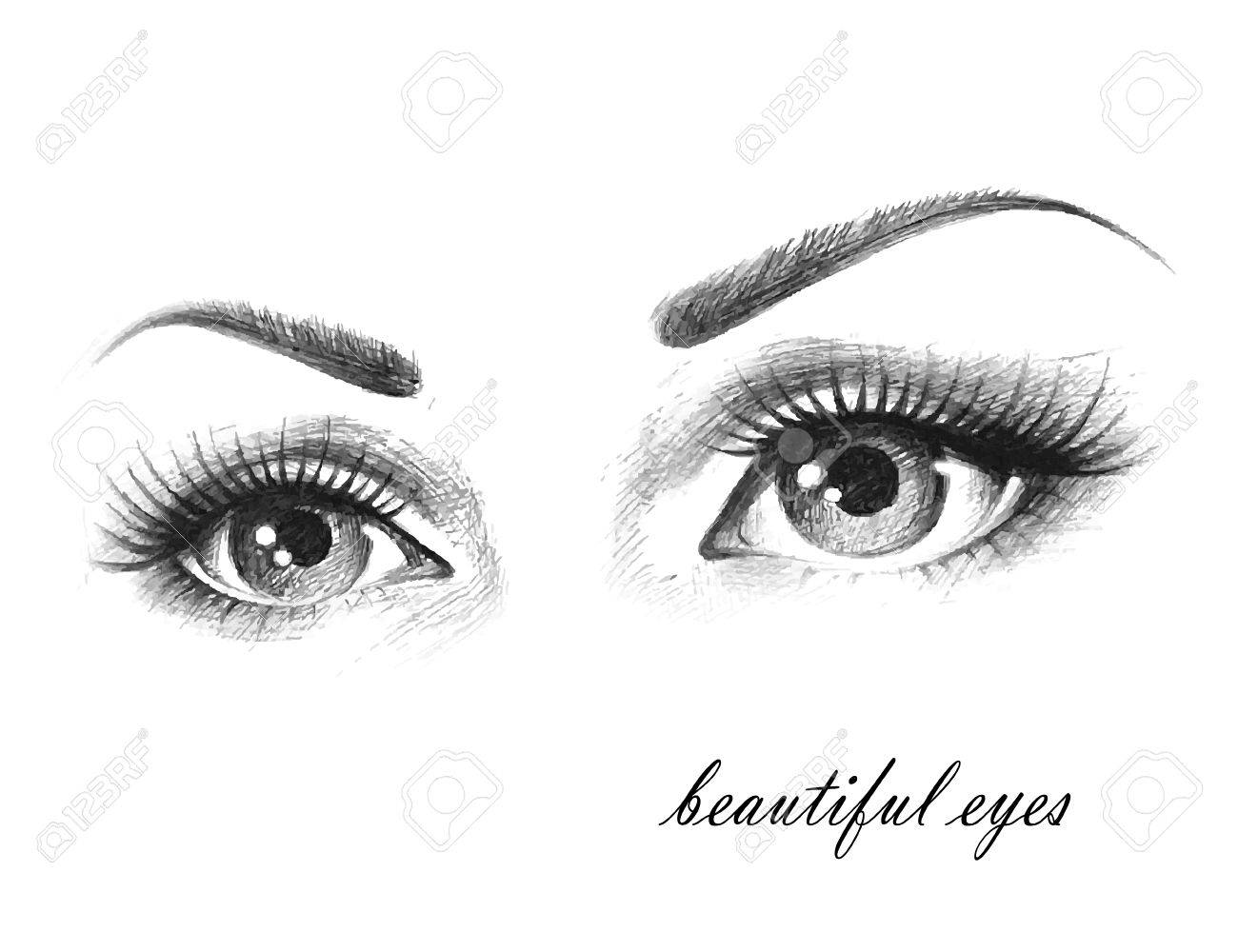 Illustration of woman eyes with long eyelashes. - 41501744 Illustration of woman eyes with long eyelashes. - 41501744