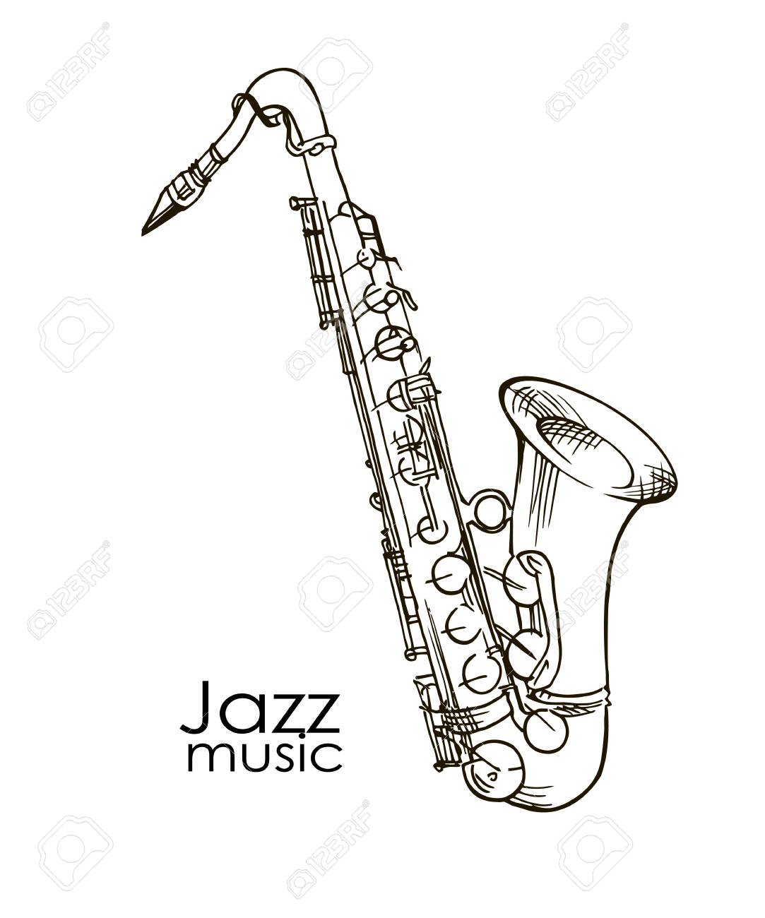 Saxophone Doodle Hand Drawn Sketch Vector Illustration Royalty Free Svg Cliparts Vectors And Stock Illustration Image
