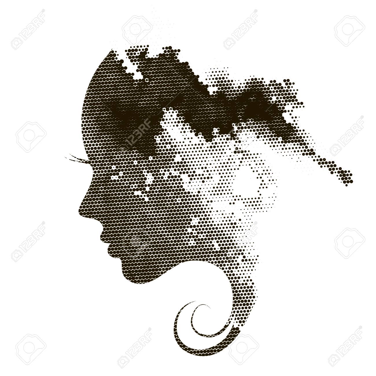 Silhouette Of A Profile Of A Young Woman With Abstract Hair Royalty Free Cliparts Vectors And Stock Illustration Image