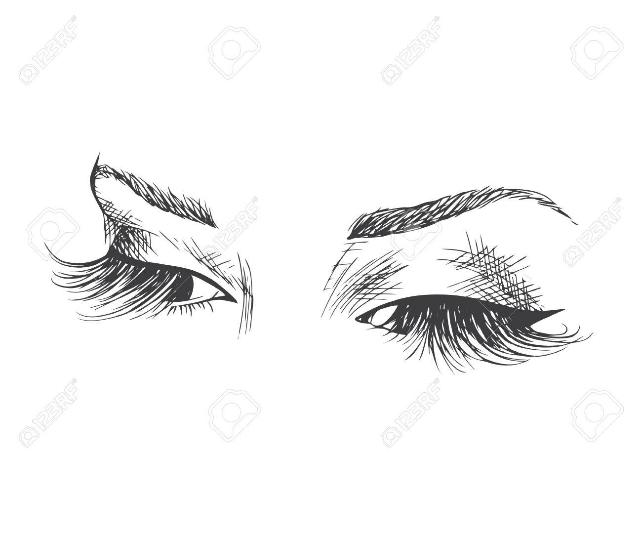 Ojos Cerrados Con Pestanas Largas Logotipo De Muestra Para Un