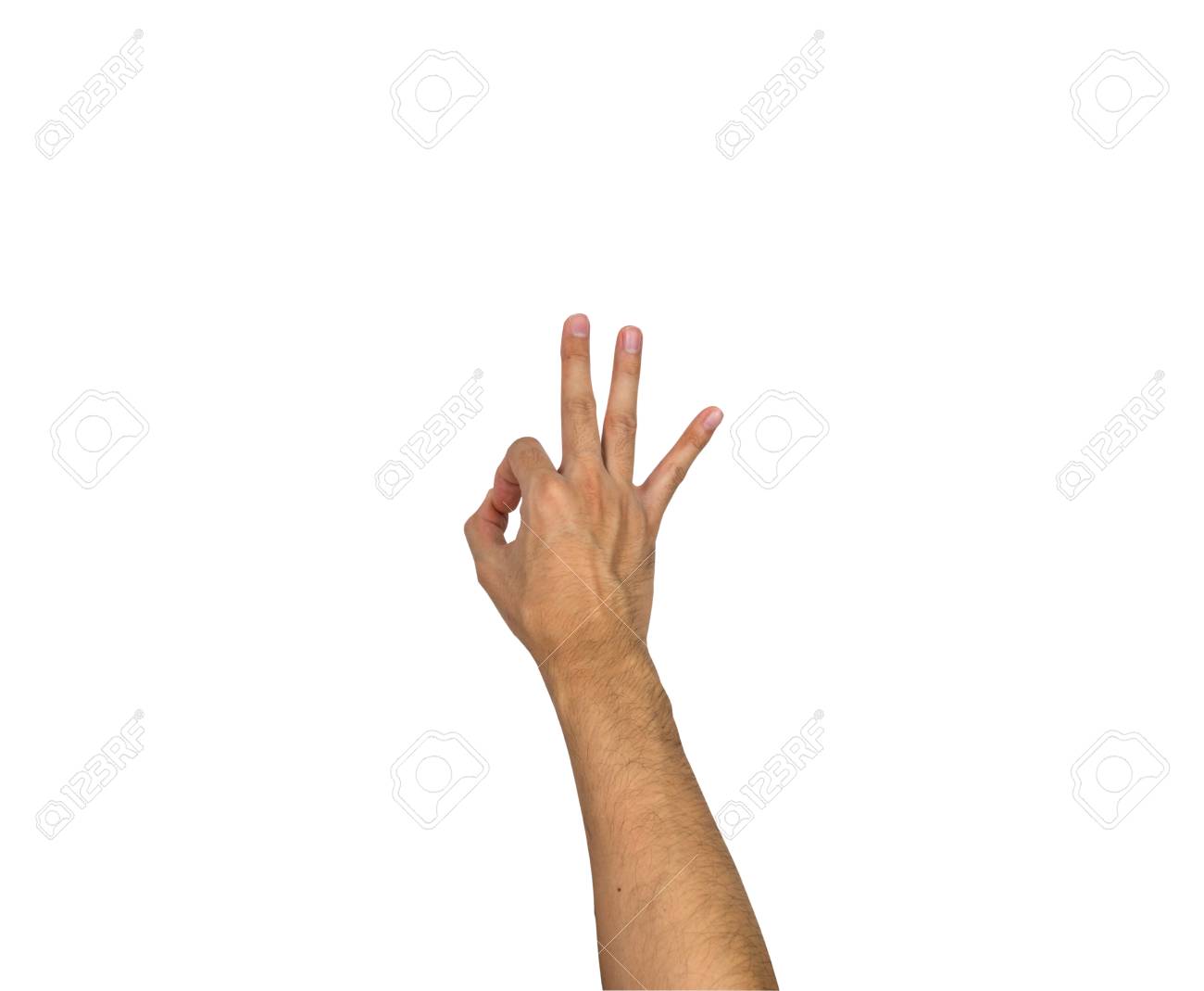ok hand sign gesture isolated on white background stock photo