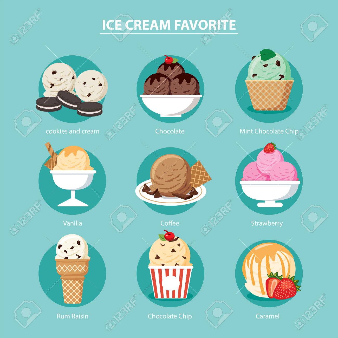 アイス クリーム セット フラット デザインの好きなベクトルします のイラスト素材 ベクタ Image