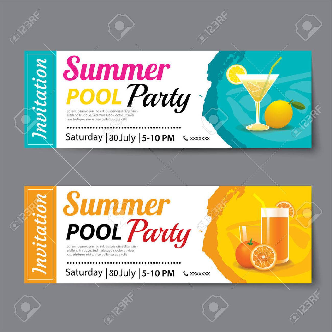 summer pool party ticket template royalty free cliparts vectors
