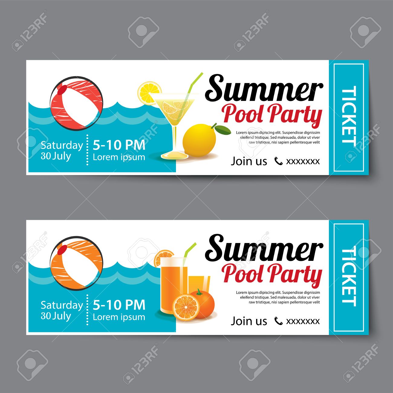 summer pool party ticket template royalty free cliparts vectors