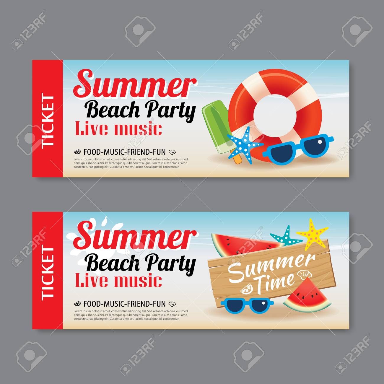summer beach party invitation ticket template background royalty
