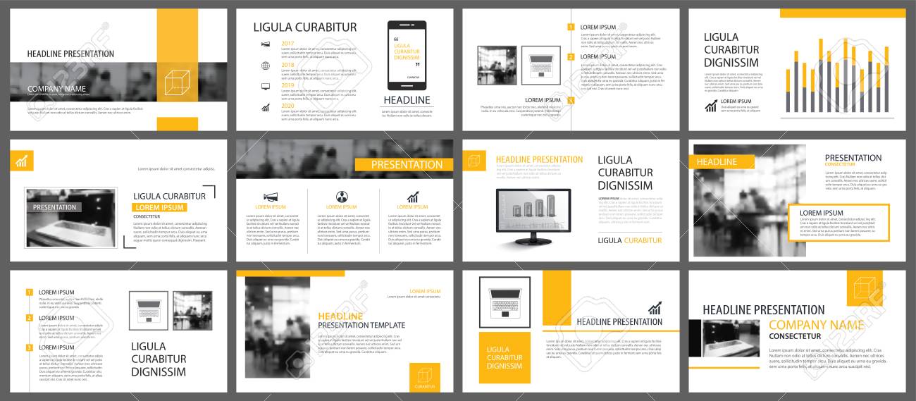 yellow and white element for slide infographic on background presentation templete