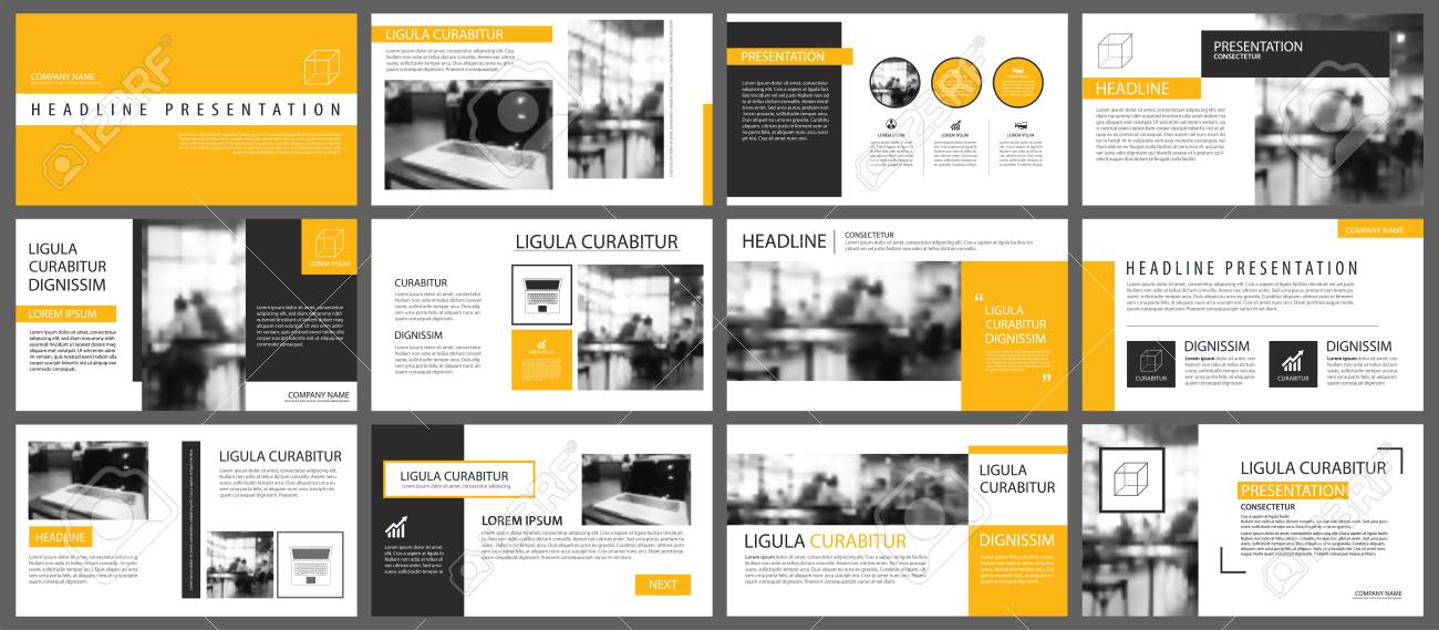 yellow presentation templates and infographics elements background marketing leaflet