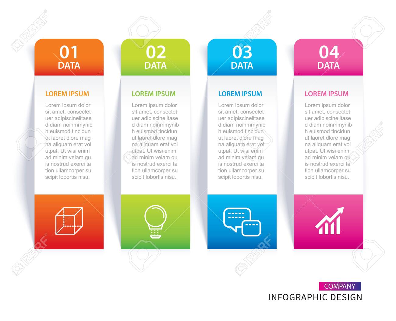 infographics tab in vertical paper index with 4 data template index tab template