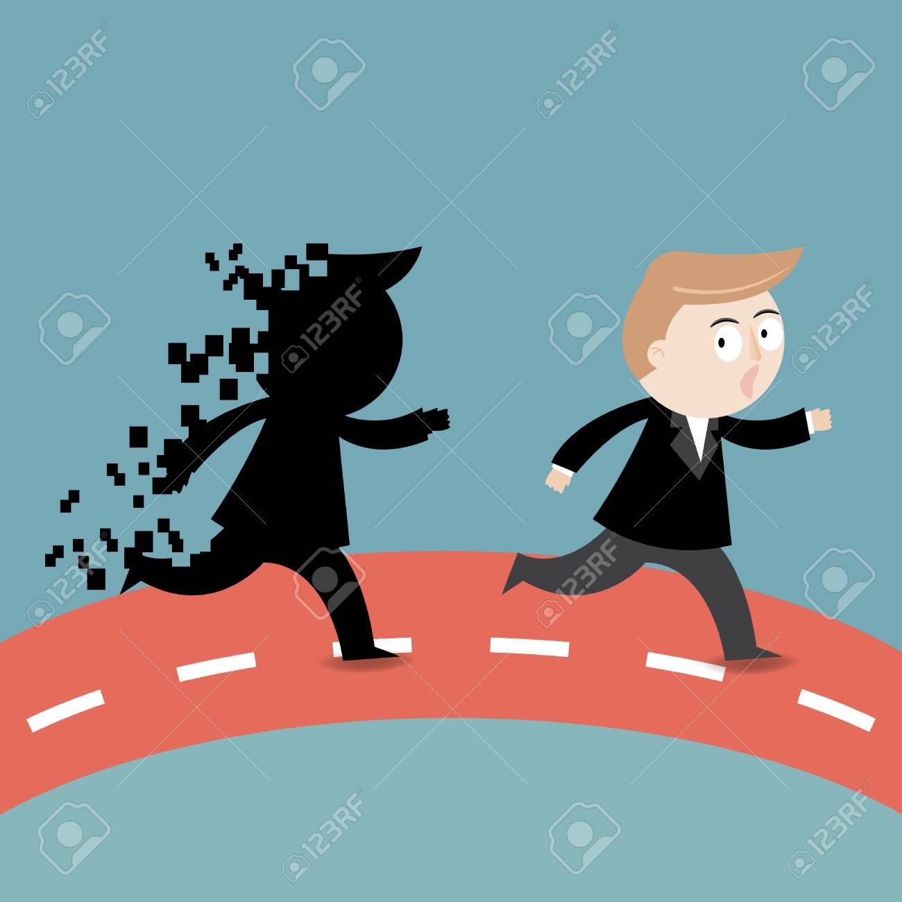 影から逃げている実業家を失敗します のイラスト素材 ベクタ Image 影から逃げている実業家を失敗します のイラスト素材 ベクタ Image