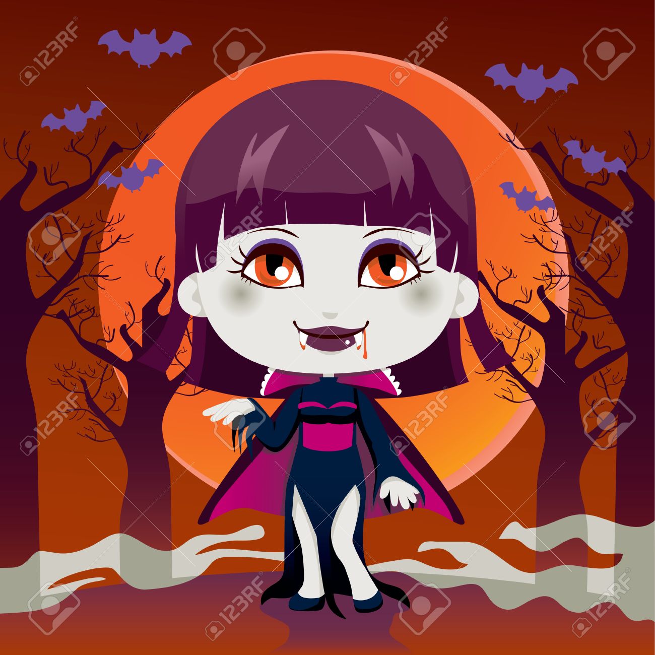 cute little girl with lady dracula vampire costume for halloween night party stock vector 10870280 - Halloween Night Party cute little girl with lady dracula vampire costume for halloween night party stock vector 10870280 - Halloween Night Party