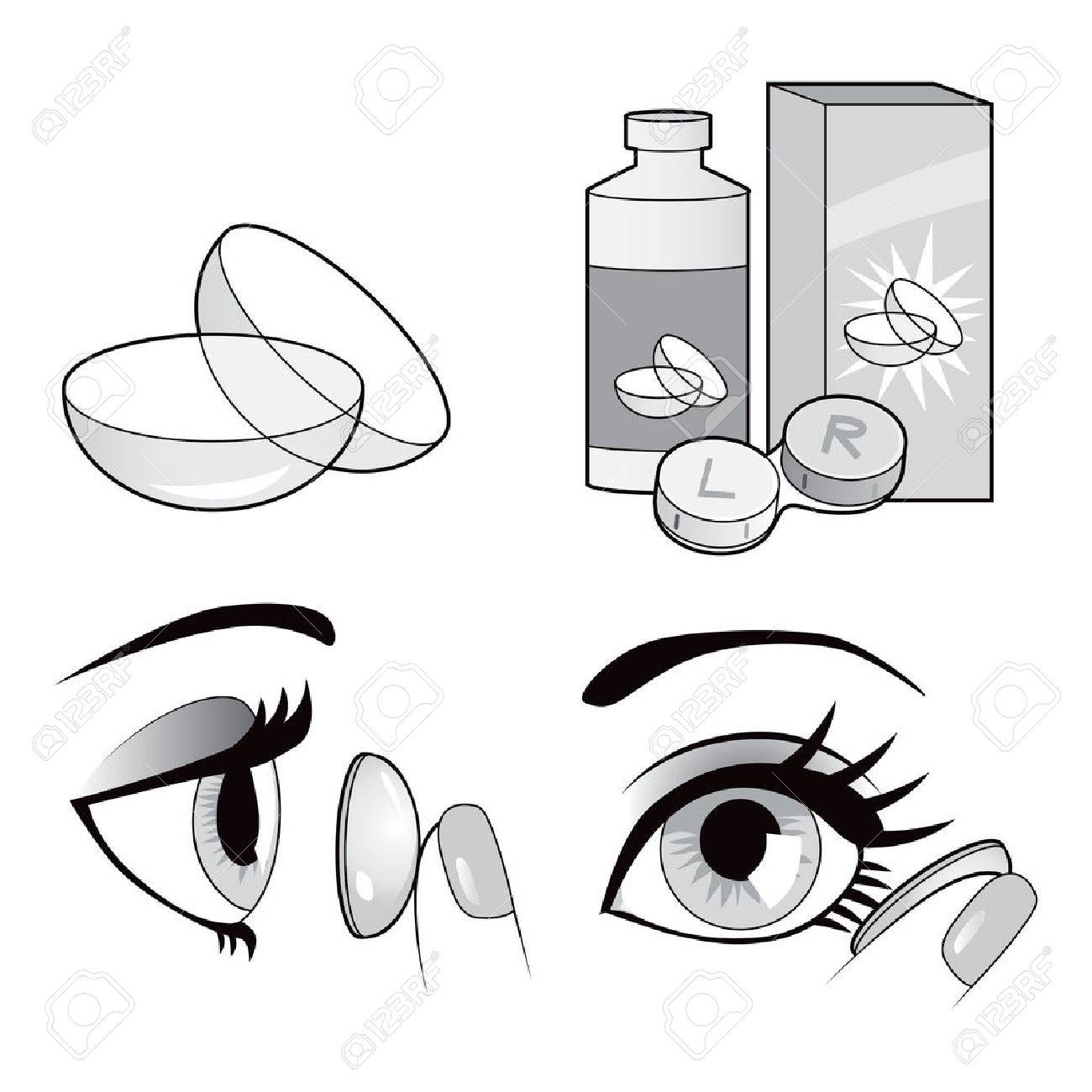 Black And White Eye Contact Lenses Elements Collection With Actions Royalty Free Cliparts Vectors And Stock Illustration Image 25953416