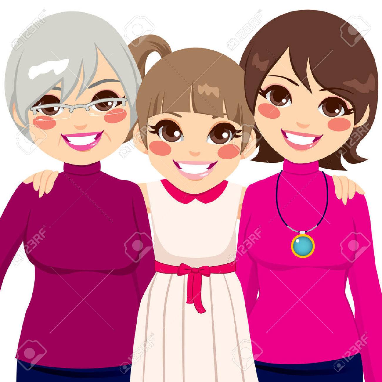 3 世代家族女性一緒に幸せな笑顔のイラスト素材 ベクタ Image 3 世代家族女性一緒に幸せな笑顔のイラスト素材 ベクタ Image