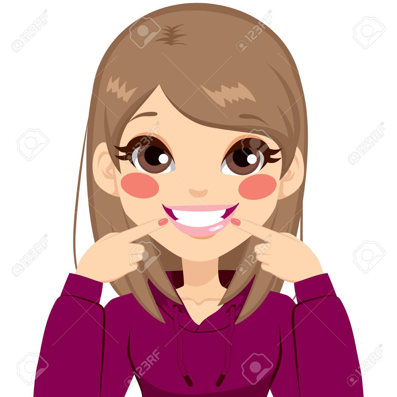 Beautiful Young Teenager Happy Girl Smiling Showing Her Pretty Royalty Free Cliparts Vectors And Stock Illustration Image