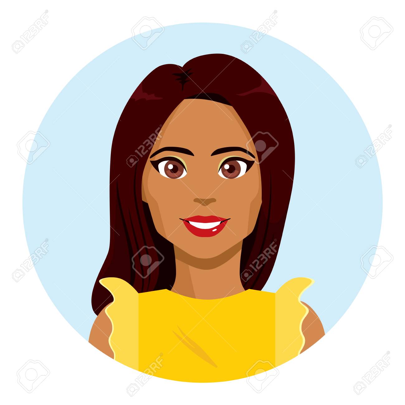 かなり若いブルネット ラティーナ メキシコ女性顔式アバターを笑顔でのイラスト素材 ベクタ Image