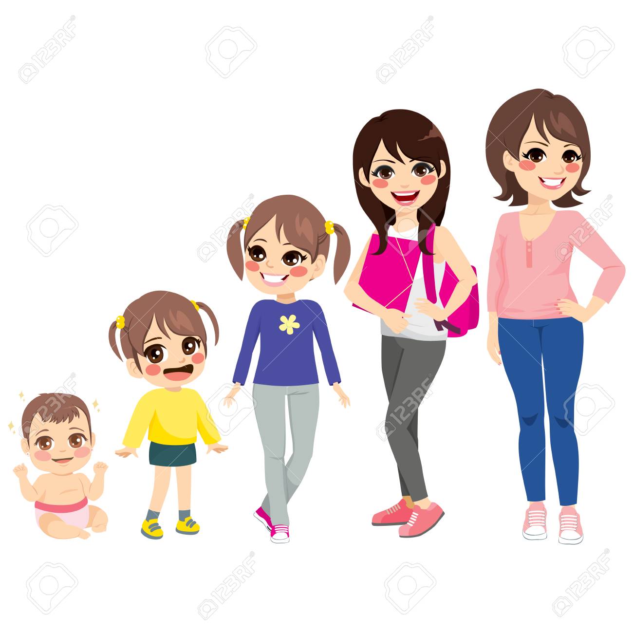 Girl growing up to woman Royalty Free Vector Image