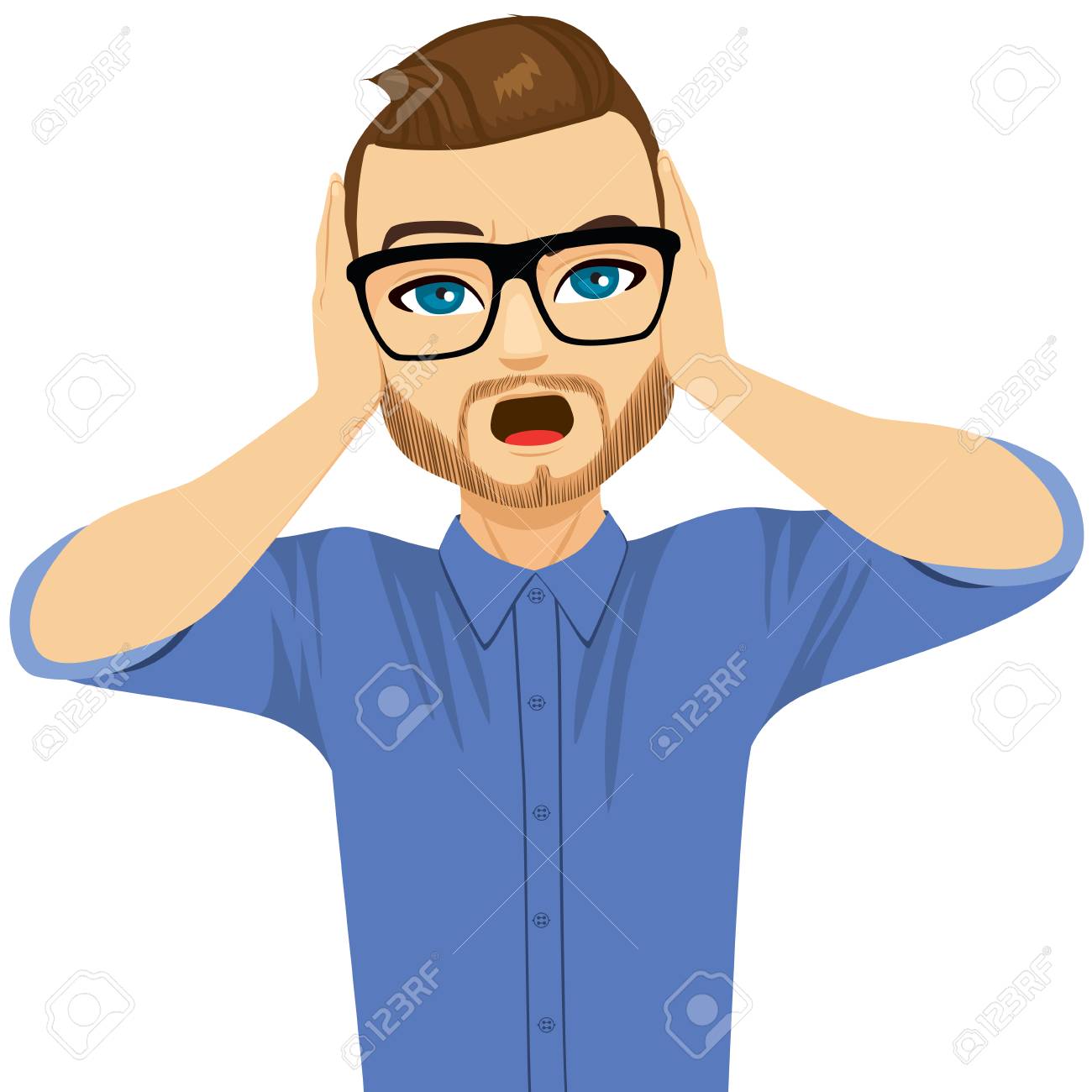 Man Covering His Ears With Hands Don T Want To Hear Listen Concept Royalty Free Cliparts Vectors And Stock Illustration Image