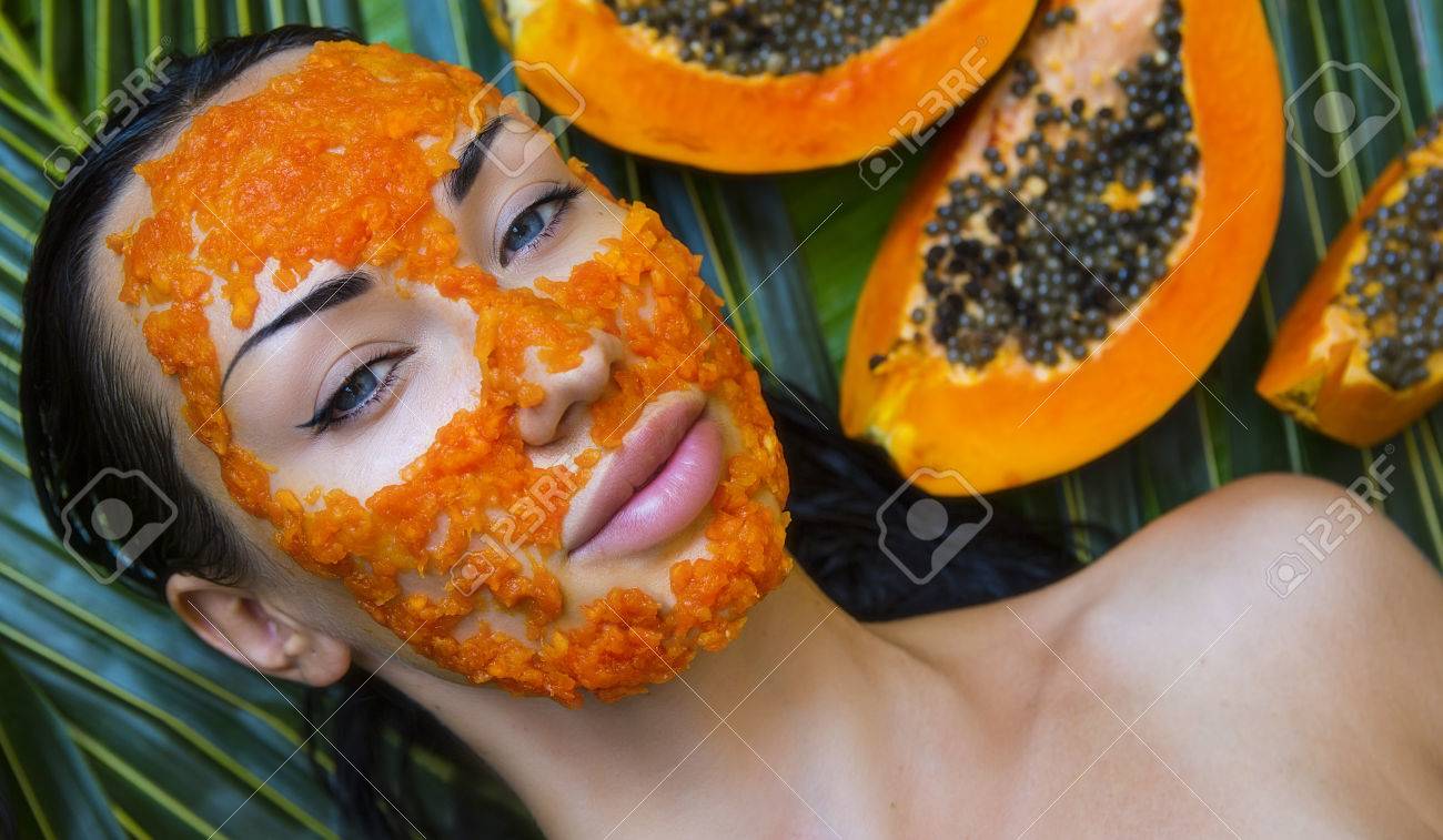 Download Beautiful Caucasian Woman Having Fresh Papaya Natural Facial Stock Photo Picture And Royalty Free Image Image 76234516 PSD Mockup Templates