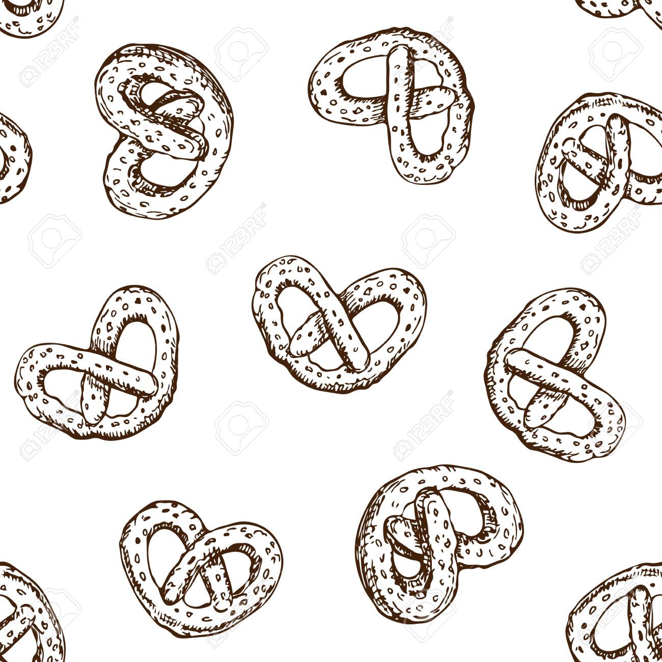 Nahtlose Vektor Handgezeichnete Brezeln Muster Im Vintage-Stil Isoliert Auf  Weißem Hintergrund. Tuschezeichnungsskizze Von Brezel Traditionellen  Deutschen Snack. Süßes Gebäck. Ideal Für Menü-, Etiketten-,  Verpackungsdesign. Lizenzfrei nutzbare SVG ...