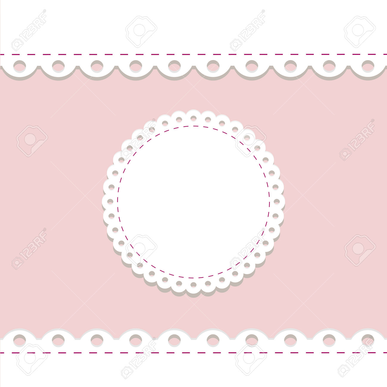 Lacy Frame And Border Template. Cute Round Doily On Pink Background With  Scallop Border. Vector Template For Baby Shower, Wedding And Farm Products  Design. Decoration Elements, Vintage Country Label Royalty Free SVG,, image size:1300x1300