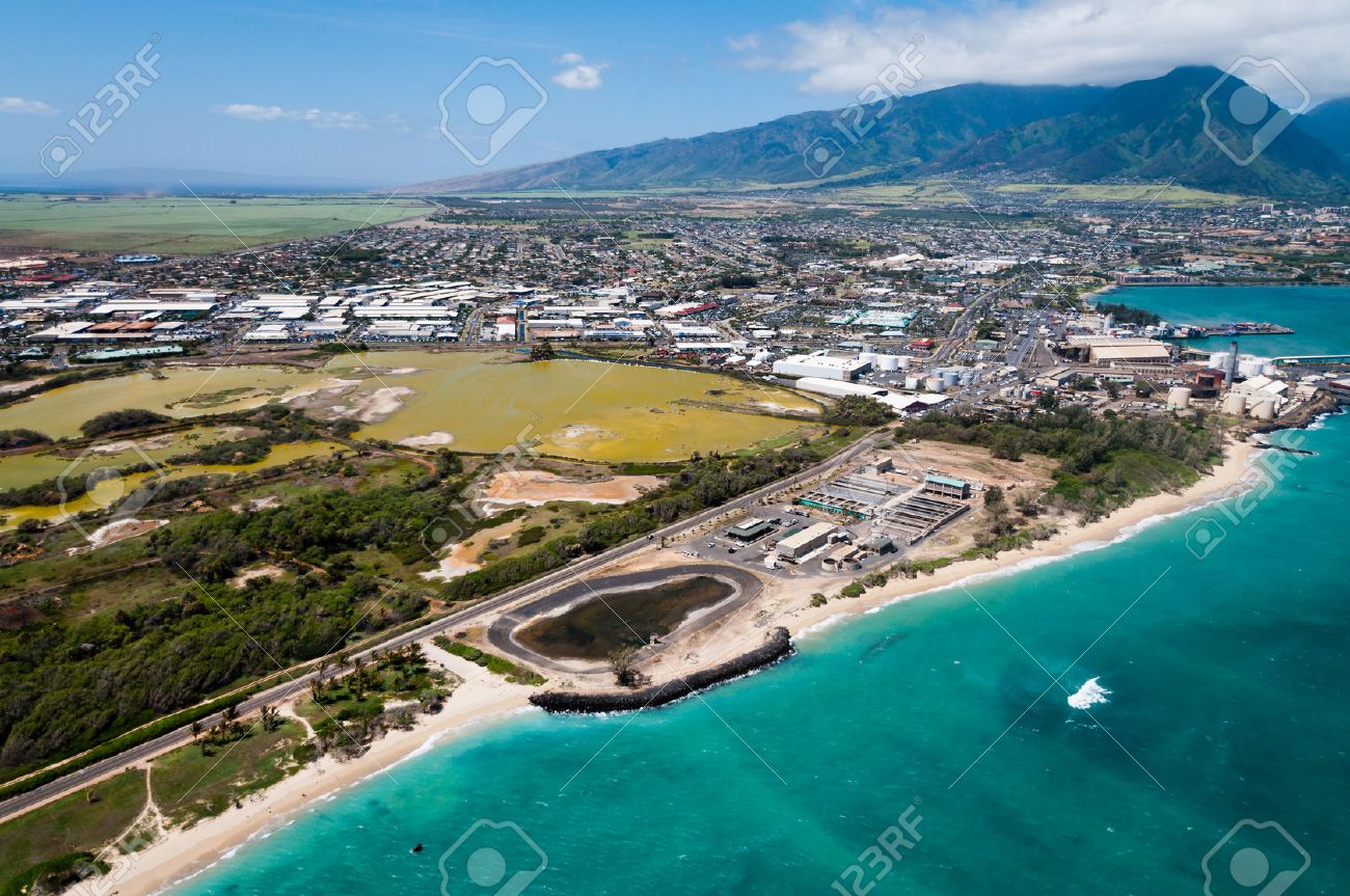 aerial view of kahului maui hawaii stock photo picture and