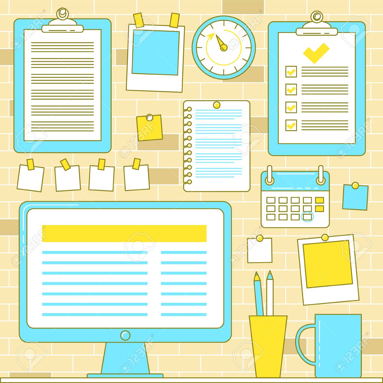 Organizacion De Flujo De Trabajo Con Pared De Boletin Y