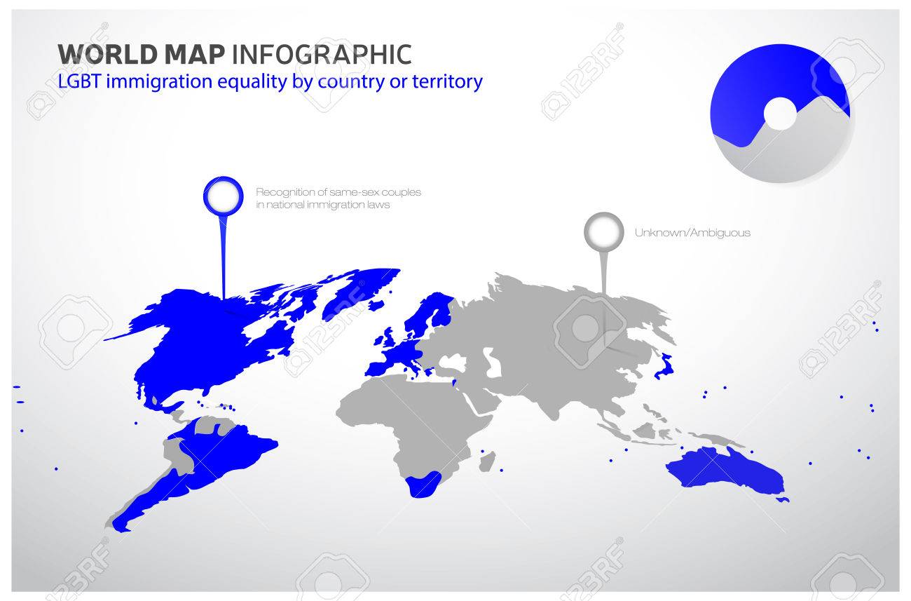 世界地図の国または地域によって Lgbt 移民の平等に関する法律に ベクトル イラスト同じセックス コミュニティのイラスト素材 ベクタ Image