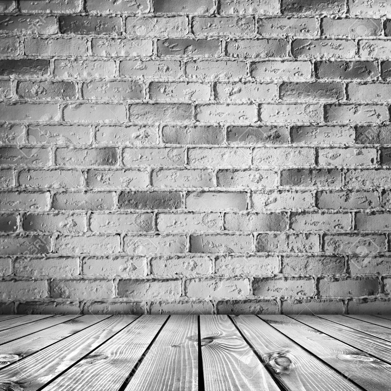 白レンガ壁と木材床の背景を持つ部屋インテリア ヴィンテージ の写真素材 画像素材 Image