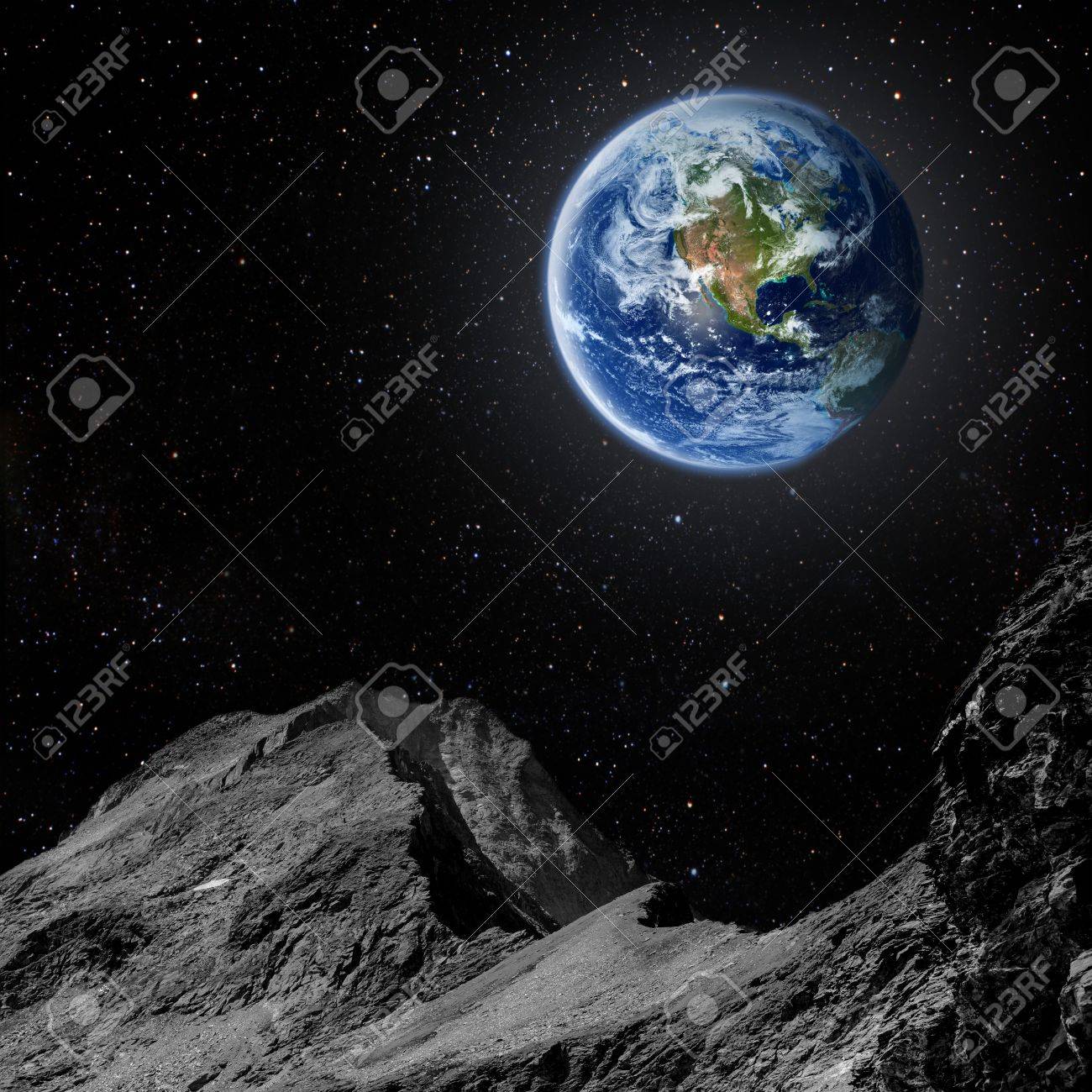 月からの地球の眺め Nasa から提供されたこのイメージの要素 の写真素材 画像素材 Image