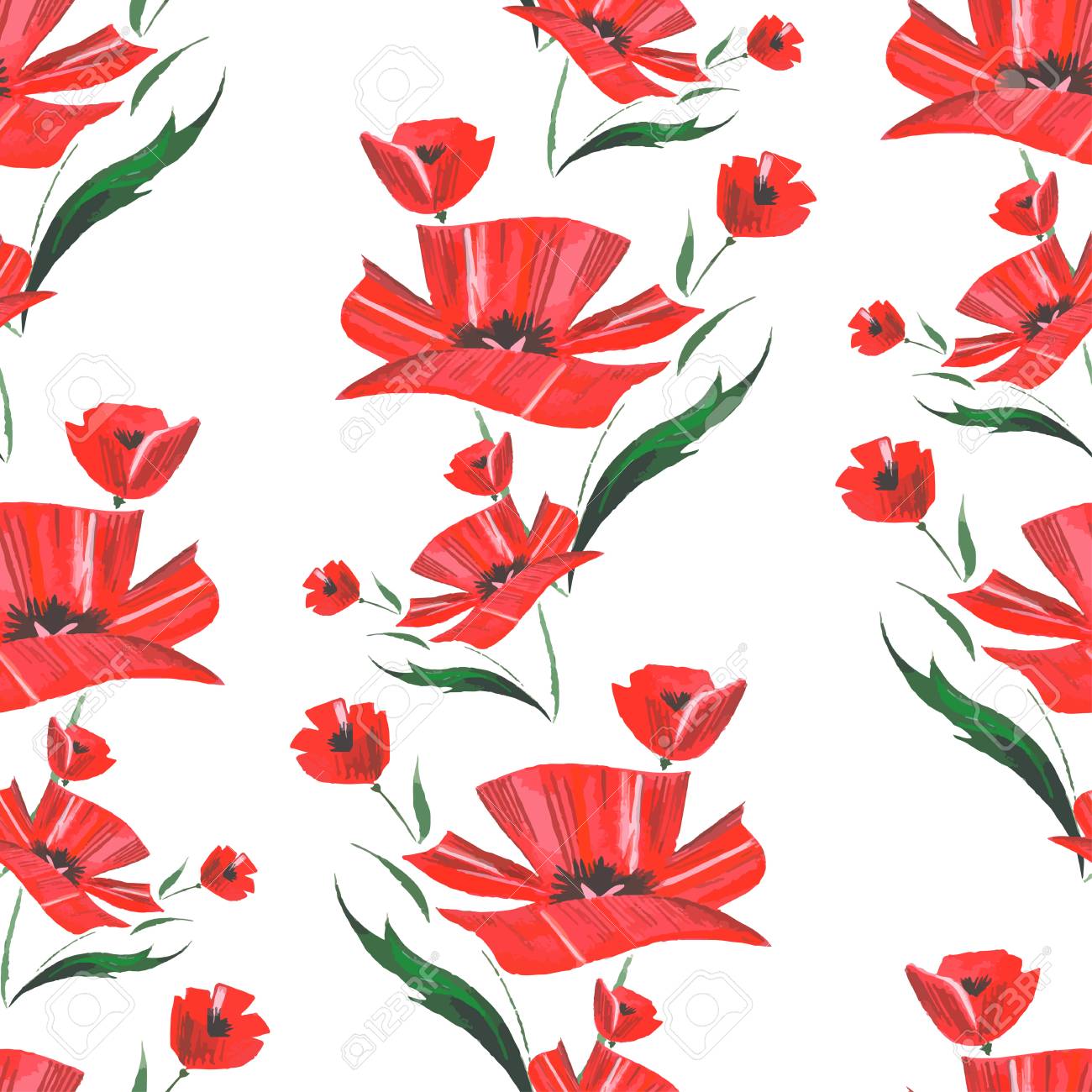 watercolor abstract poppy flower pattern vector royalty free