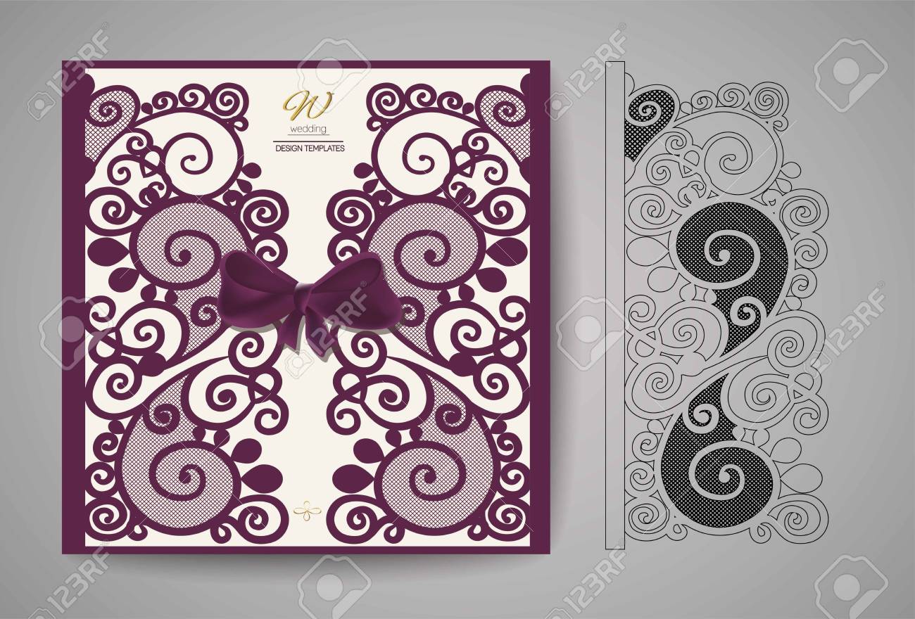 wedding invitation or greeting card with gold floral ornament
