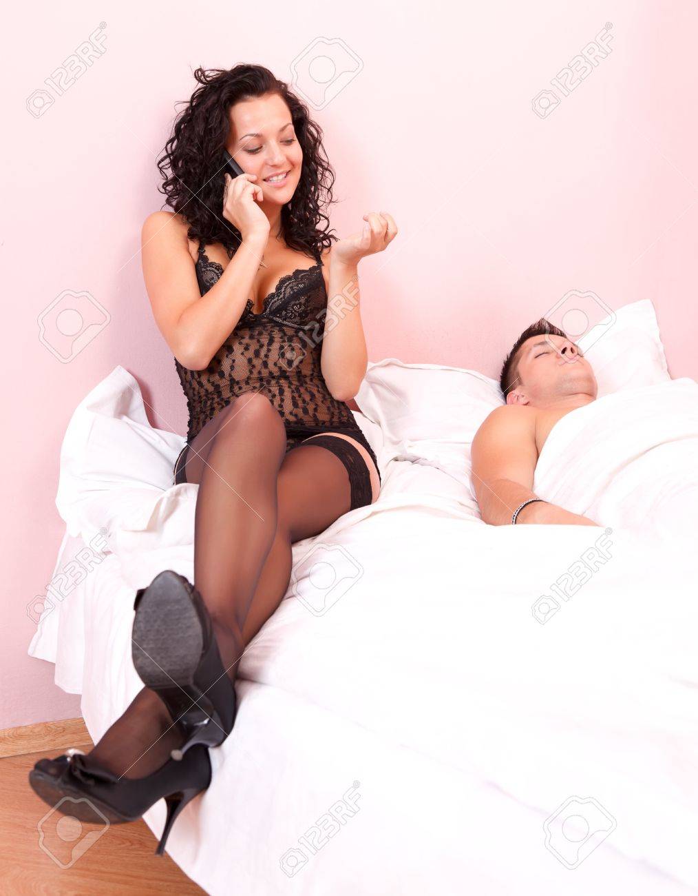 Sexy Young Woman Talking On Mobile