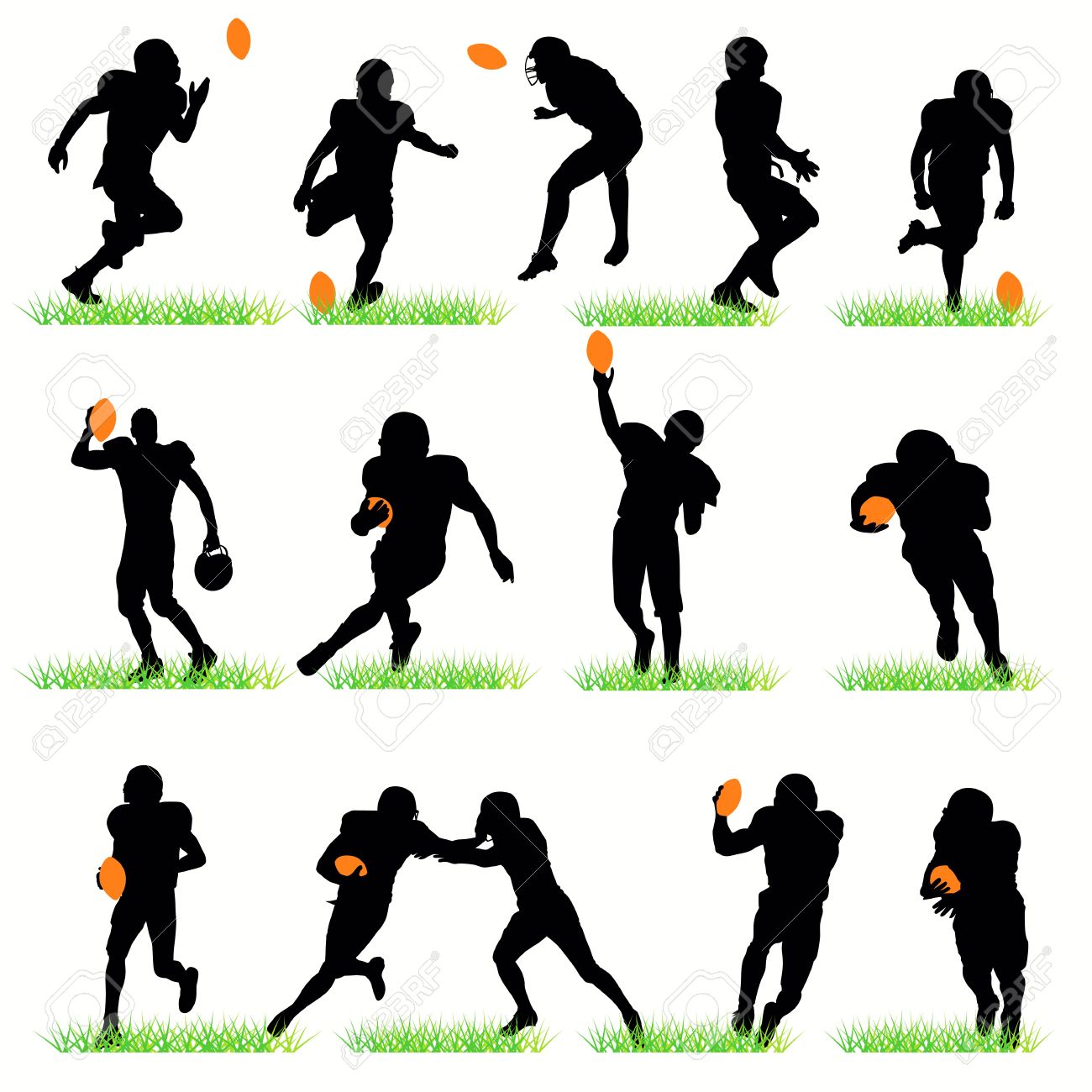 American Football Silhouettes Set Royalty Free Cliparts Vectors And Stock Illustration Image