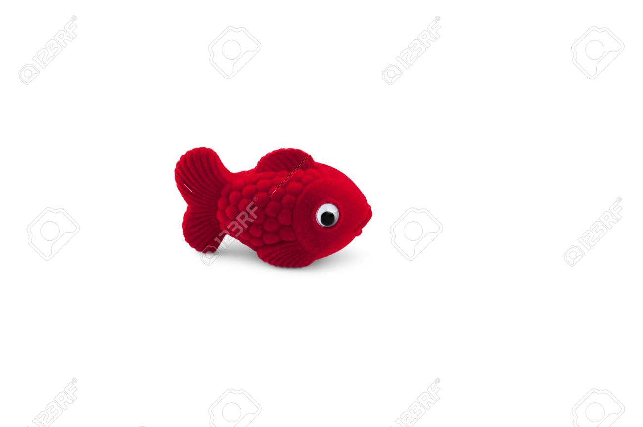 Un Jouet Est Le Poisson Rouge En Peluche Douce Isolé Sur Fond Blanc Banque  D'Images et Photos Libres De Droits. Image 24653858