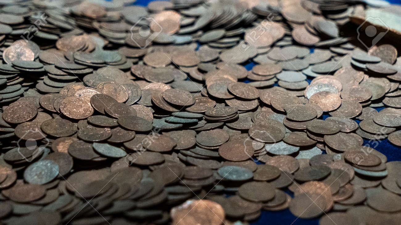 Pile Of Old Coins. Business, Finance And Crypto Concept. Stock Photo,  Picture and Royalty Free Image. Image 135191565.