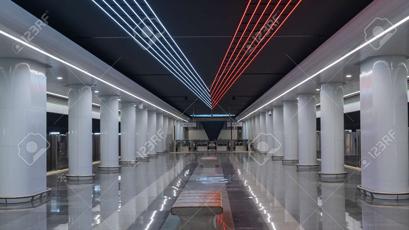 Empty New Subway Or Metro Station. Interior Of The Metro Station Empty New Subway Or Metro Station. Interior Of The Metro Station
