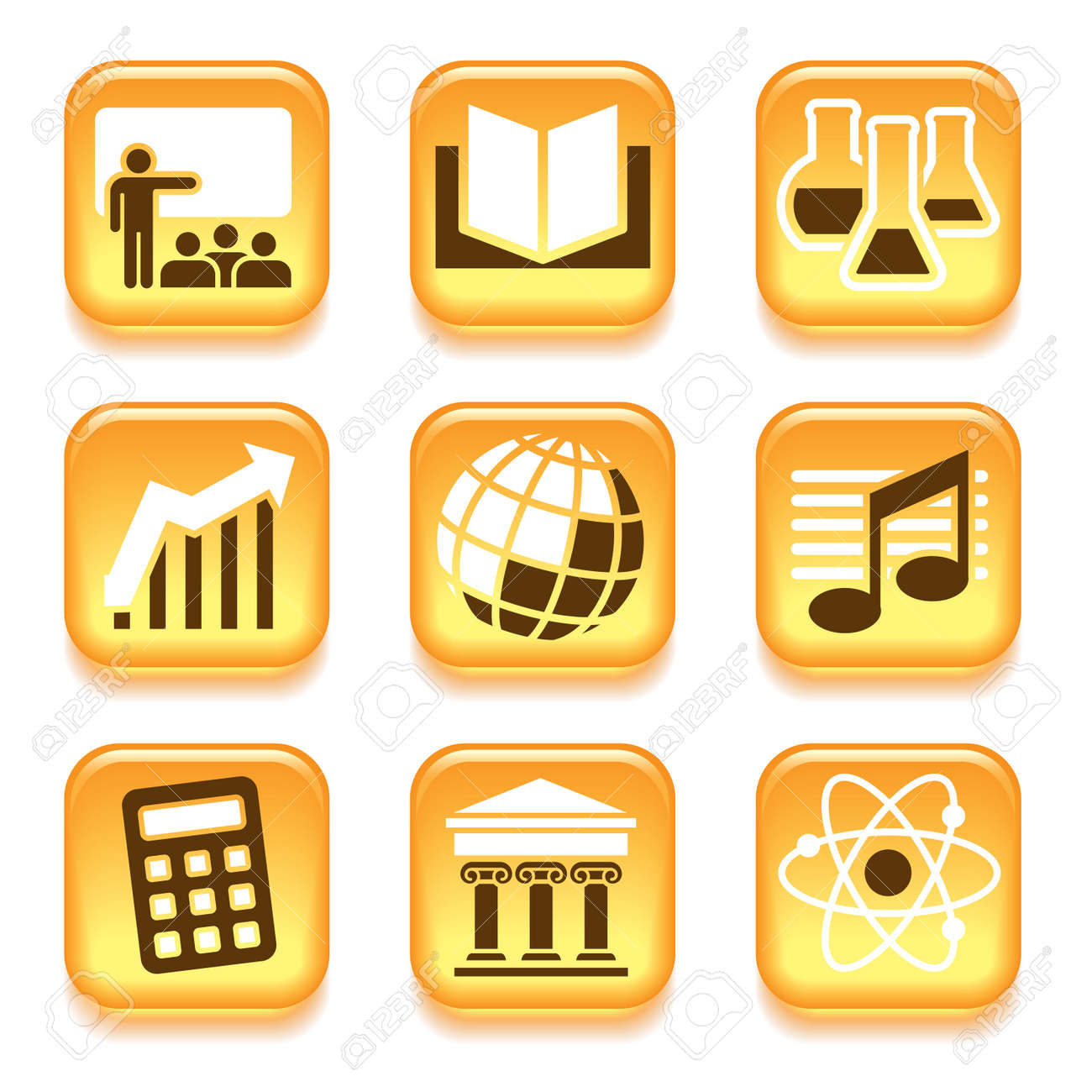 school subjects icons set over white background royalty free