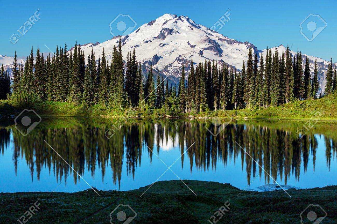 Image Lake And Glacier Peak In Washington Usa Stock Photo Picture And Royalty Free Image Image